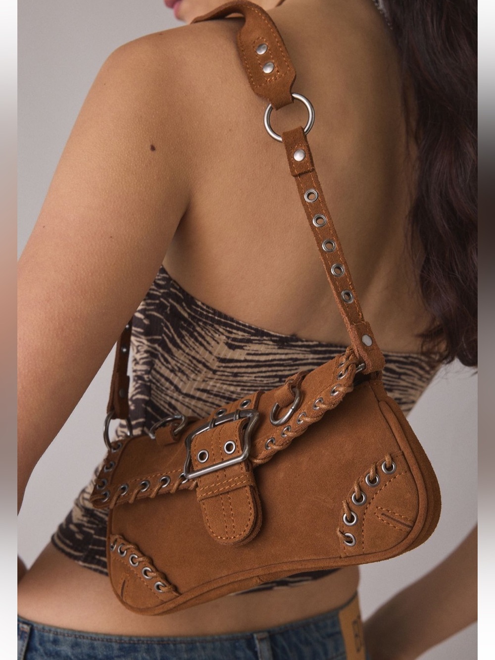 NWT Urban Outfitters Silence + Noise Jade Suede Rivet Bag